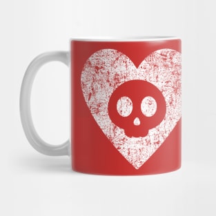 Cute Skull in Heart - Distressed Mug